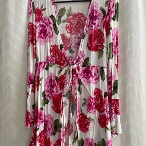 Floral Long Sleeve Wrap Dress with Tie Front